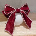 New Rhinestone Flannel Red Black Big Hair Barrettes Bow Knot Fashion Accessories Hairpin Korean Luxury Spring Clip